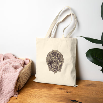 Canvas Tote Bag — Geometric Musical Horse &amp; Intricate Mandala Horse Art