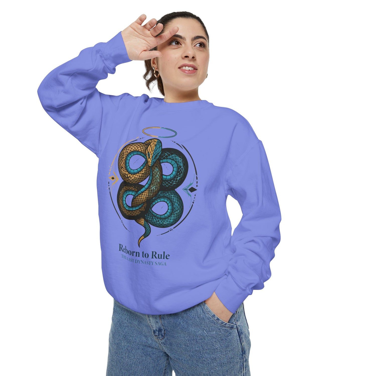 Snake Emblem Sweatshirt — "Reborn to Rule" Graphic Crewneck