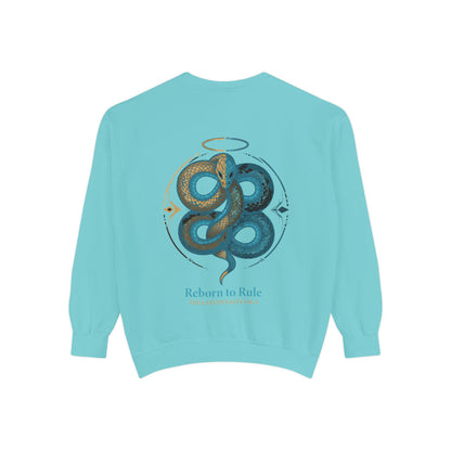 Snake Emblem Sweatshirt — "Reborn to Rule" Graphic Crewneck