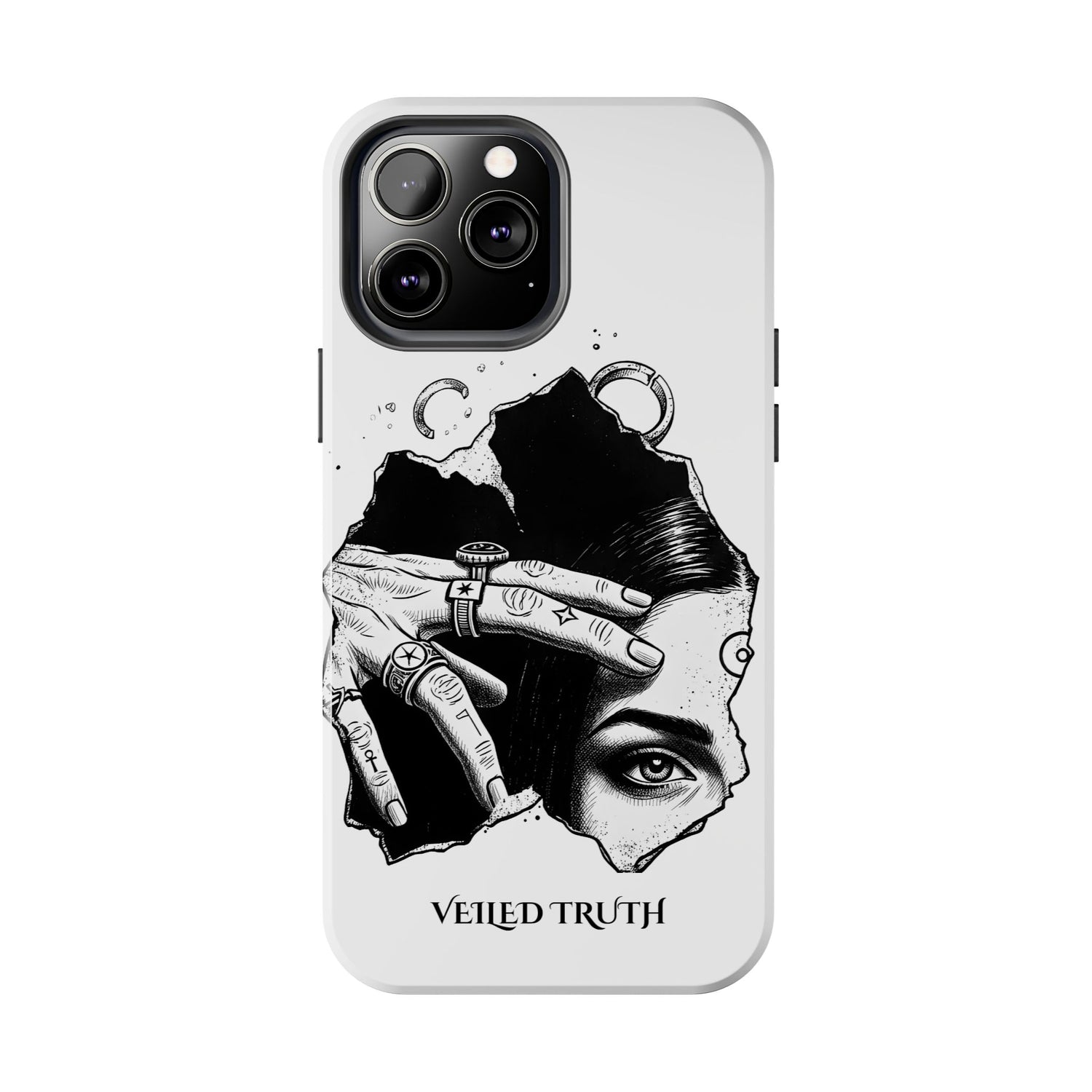 Tough Phone Case — Veiled Truth Black &amp; White Mystic Illustration