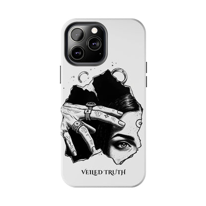 Tough Phone Case — Veiled Truth Black &amp; White Mystic Illustration