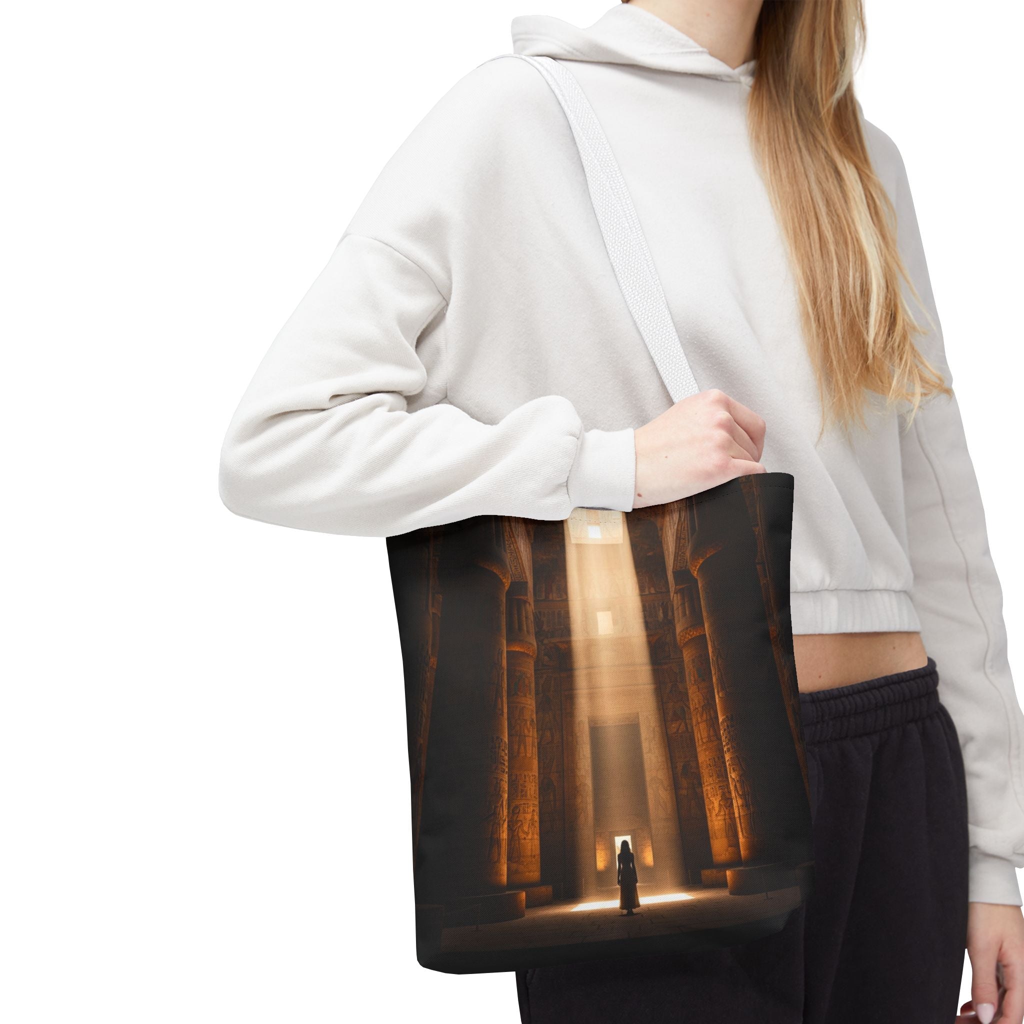 Mystic Temple Tote Bag — Ancient Light &amp; Symbolic Wheel AOP Tote