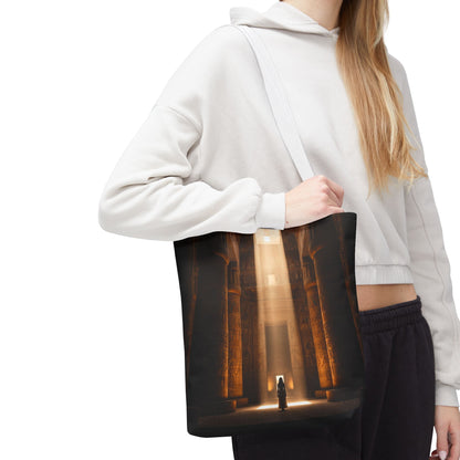 Mystic Temple Tote Bag — Ancient Light &amp; Symbolic Wheel AOP Tote