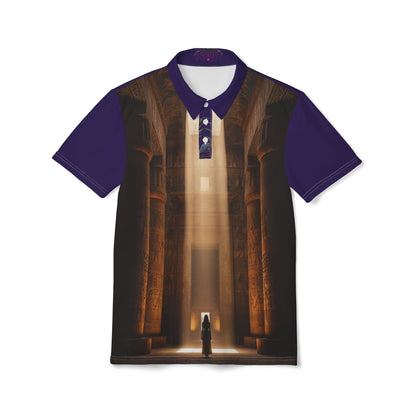 Architectural Light Polo Shirt — Moody Saga temple Interior All-Over Print
