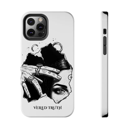 Tough Phone Case — Veiled Truth Black &amp; White Mystic Illustration