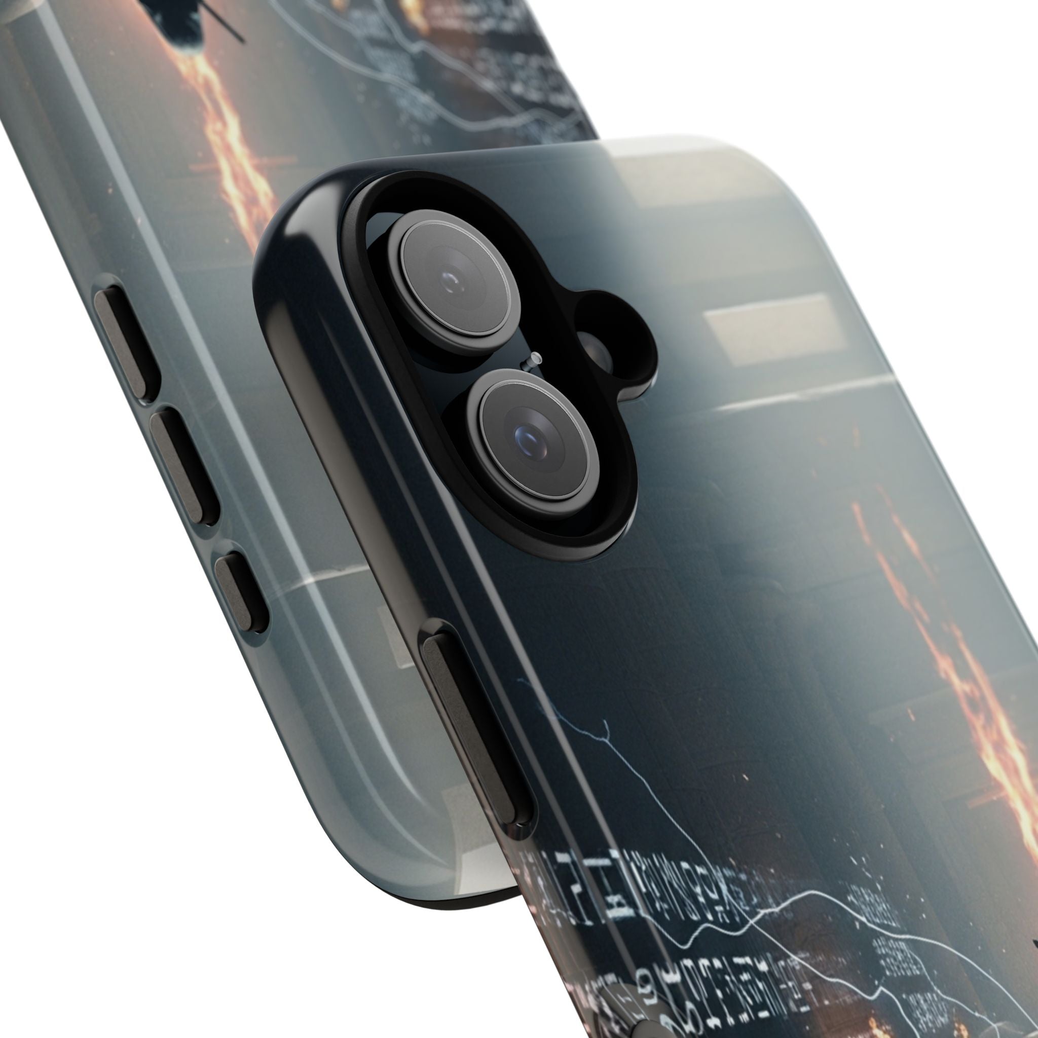 Phone Case - Cybermage Silhouette with Lightning Spell