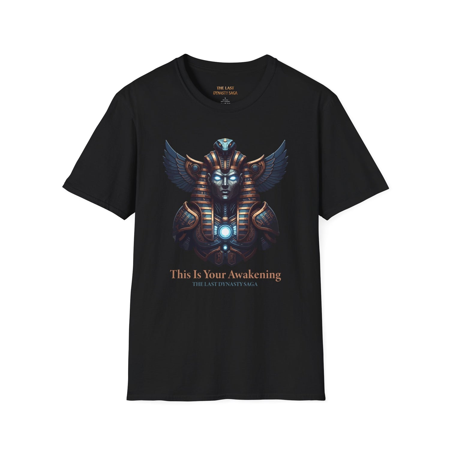 Egyptian Pharaoh Chest &amp; Serpent Back T-Shirt — "This Is Your Awakening / Endless Power"