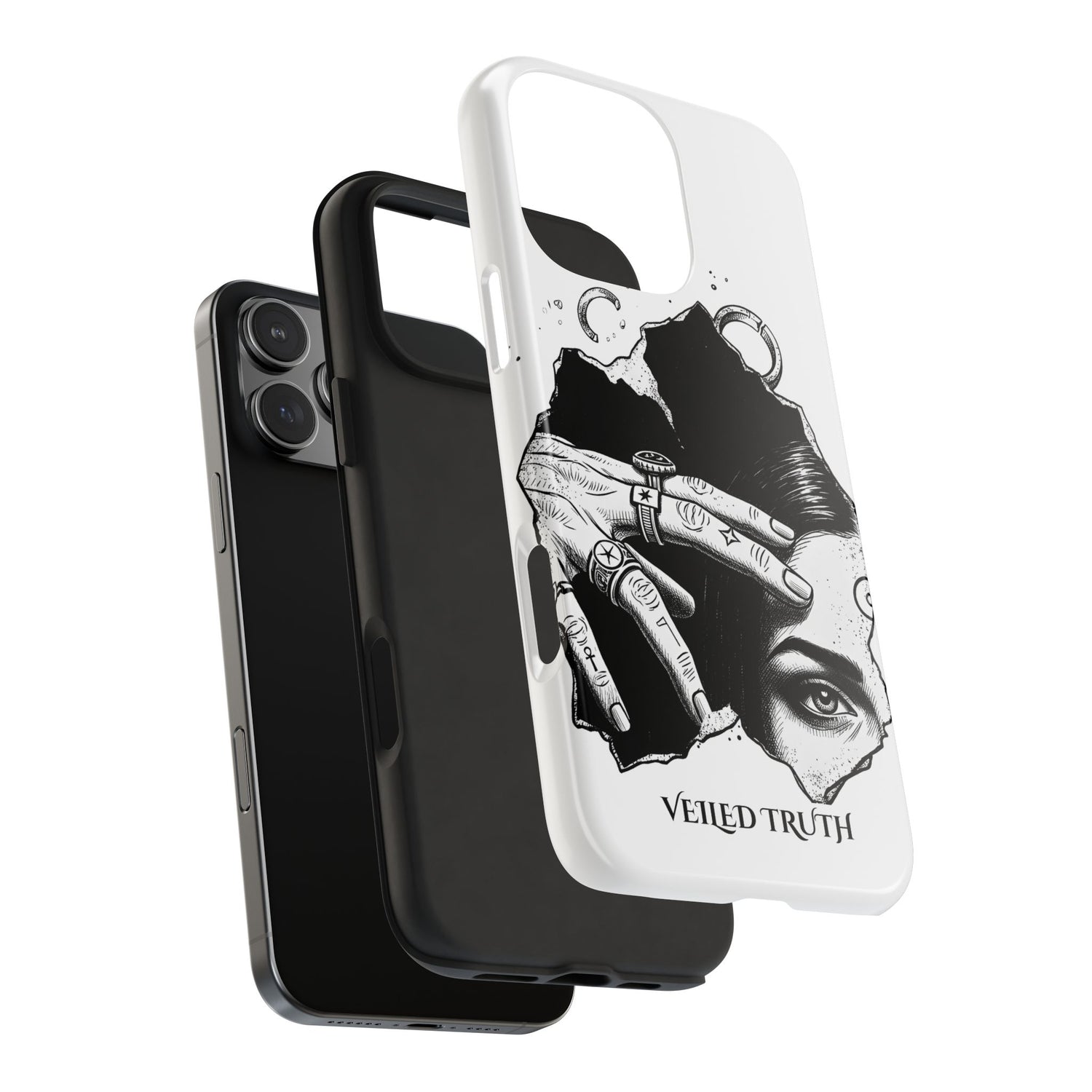 Tough Phone Case — Veiled Truth Black &amp; White Mystic Illustration