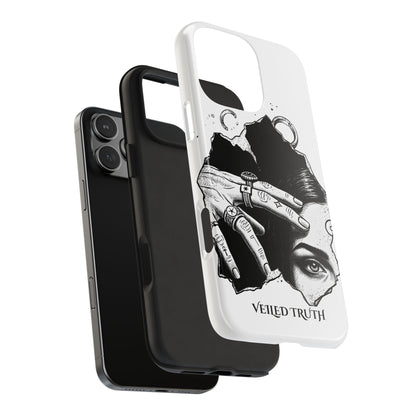 Tough Phone Case — Veiled Truth Black &amp; White Mystic Illustration