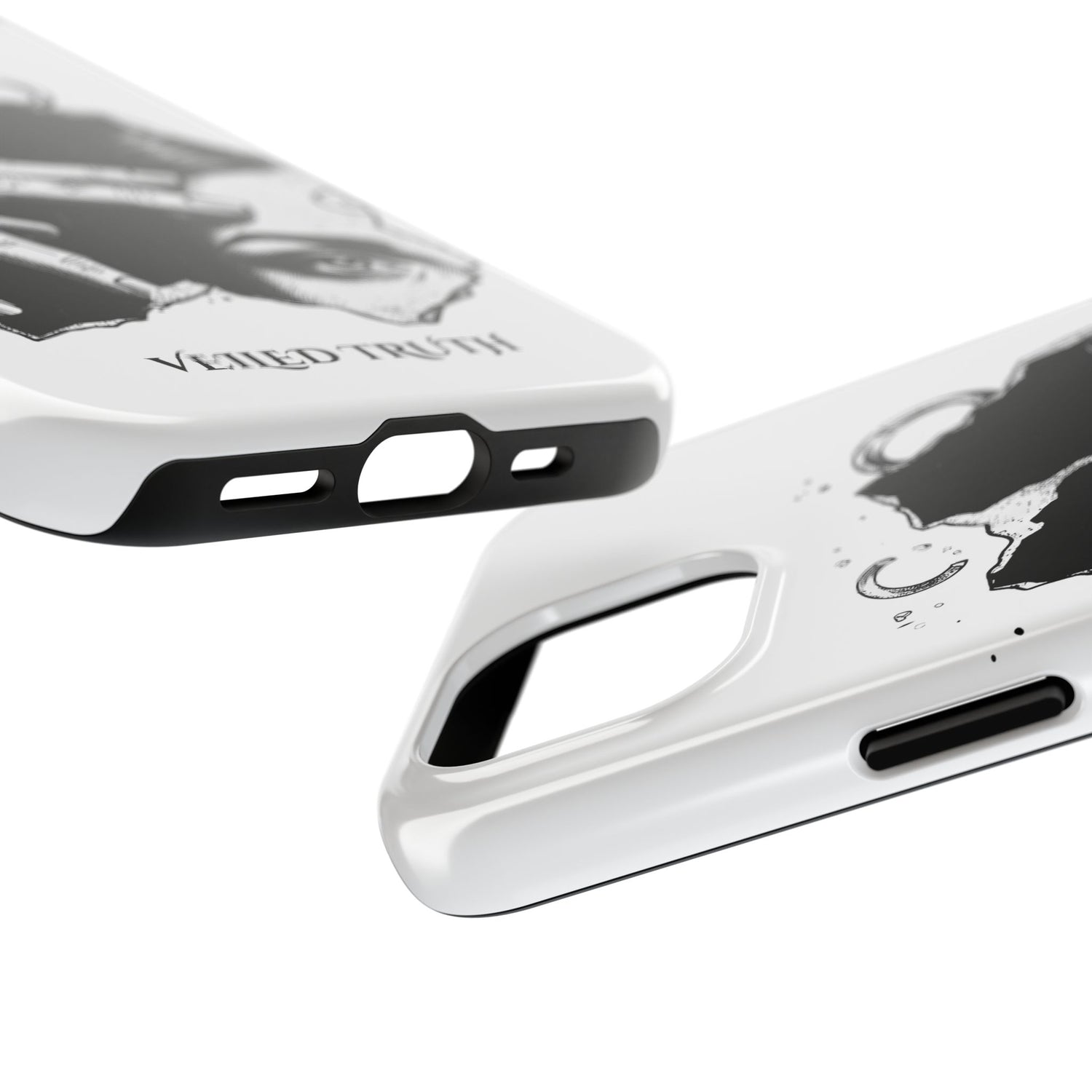 Tough Phone Case — Veiled Truth Black &amp; White Mystic Illustration
