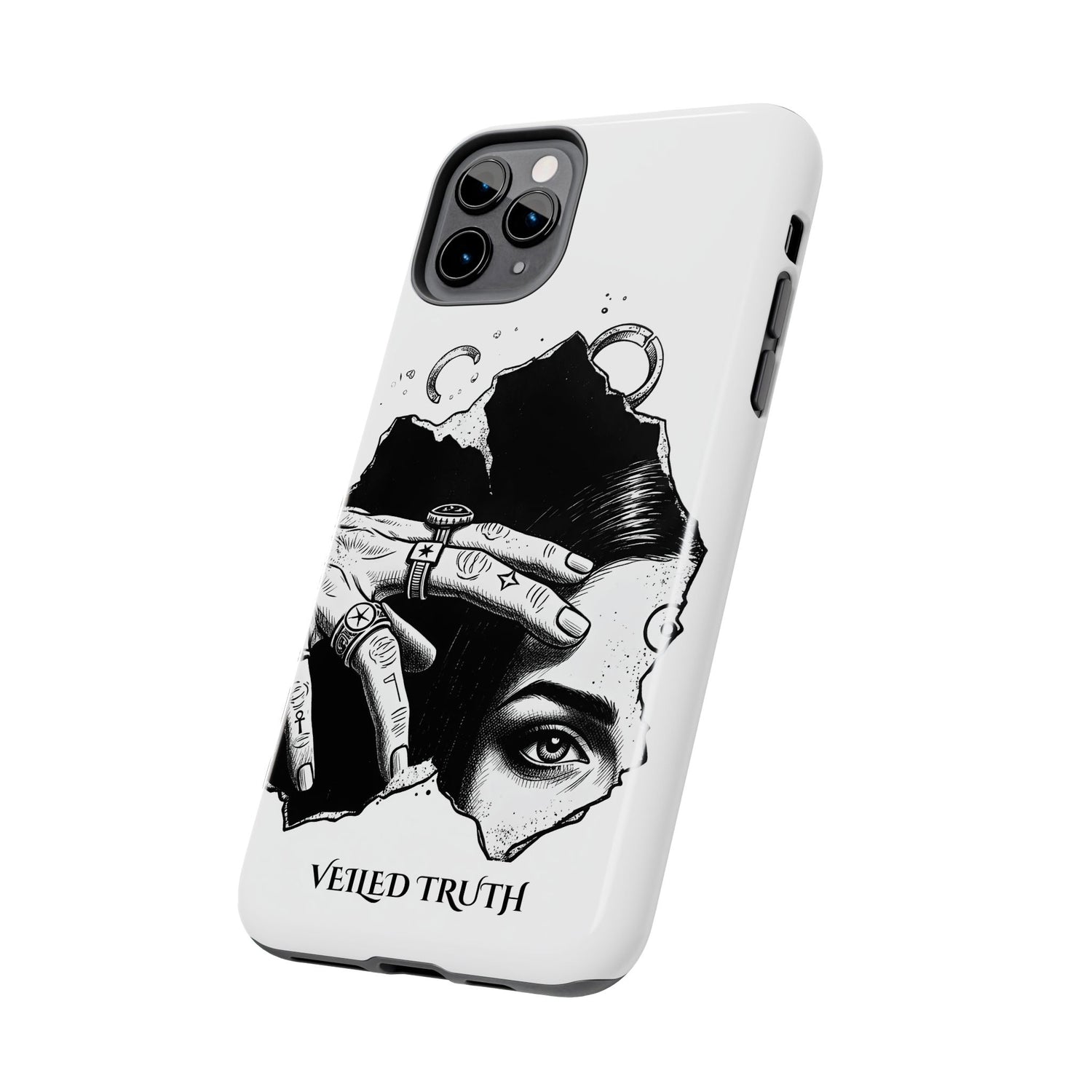 Tough Phone Case — Veiled Truth Black &amp; White Mystic Illustration