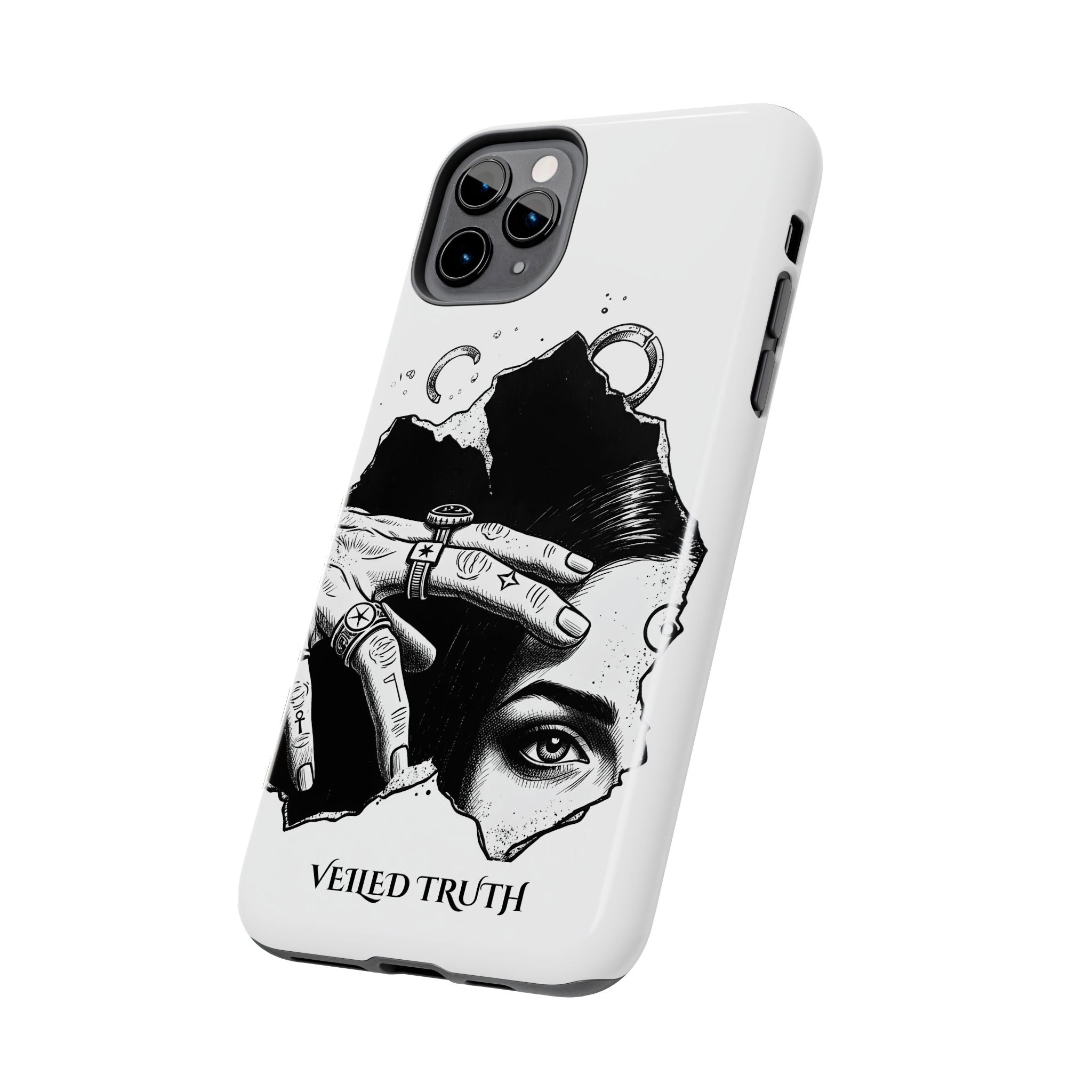 Tough Phone Case — Veiled Truth Black &amp; White Mystic Illustration