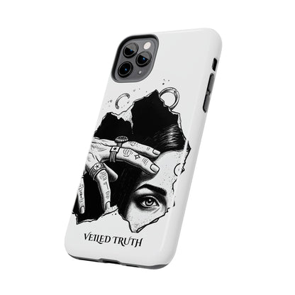 Tough Phone Case — Veiled Truth Black &amp; White Mystic Illustration