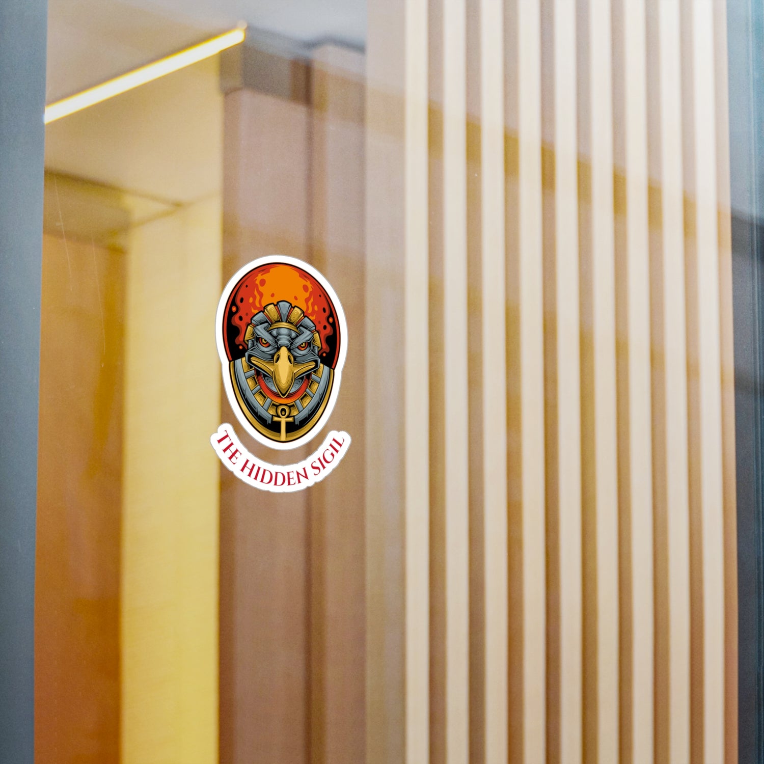 Egyptian Falcon Emblem Sticker — "The Hidden Sigil" Kiss-Cut Vinyl Decal