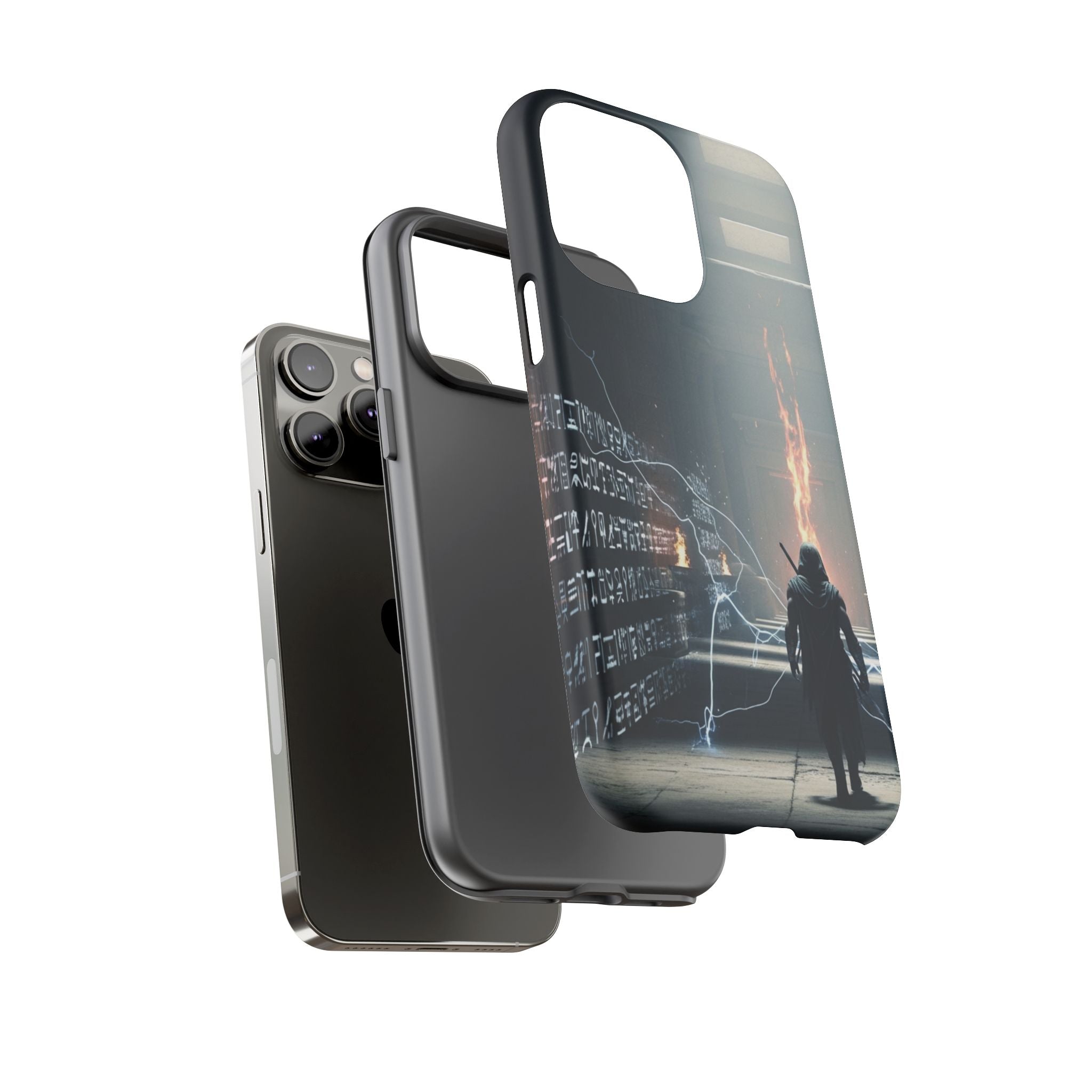 Phone Case - Cybermage Silhouette with Lightning Spell