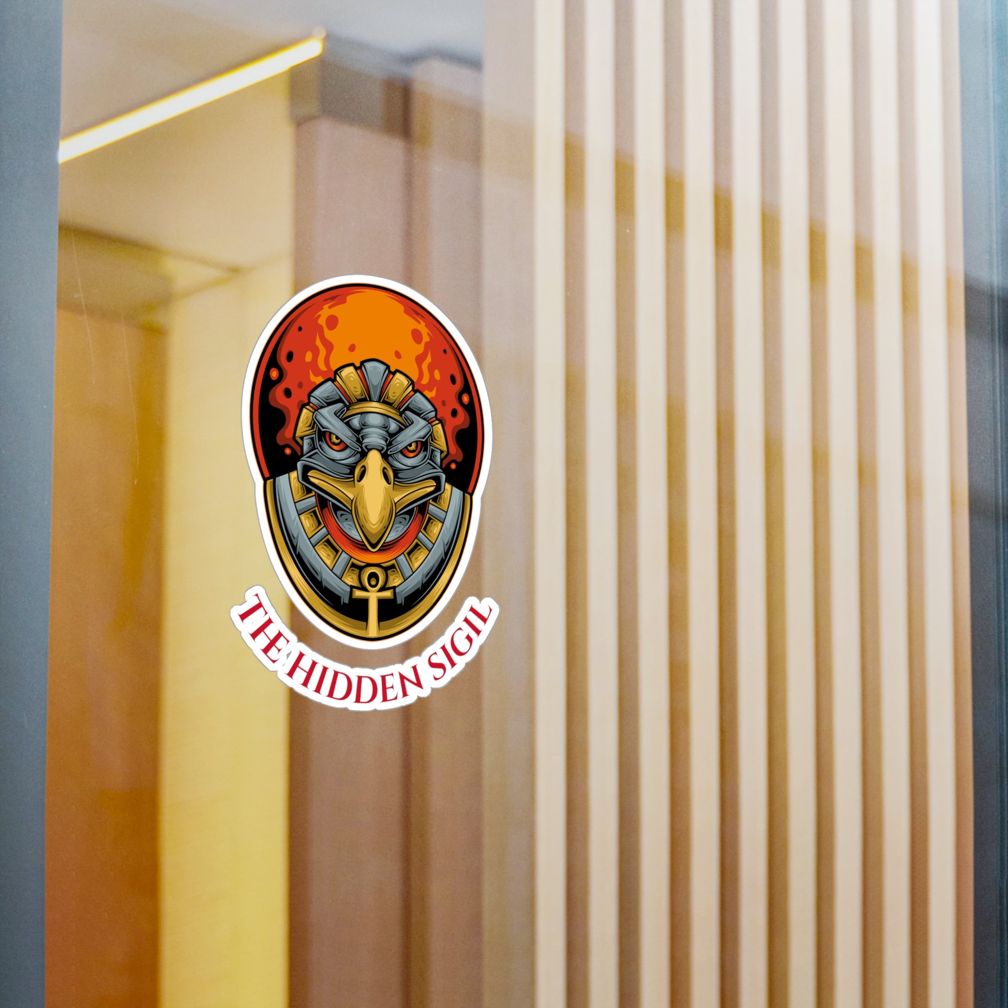 Egyptian Falcon Emblem Sticker — "The Hidden Sigil" Kiss-Cut Vinyl Decal