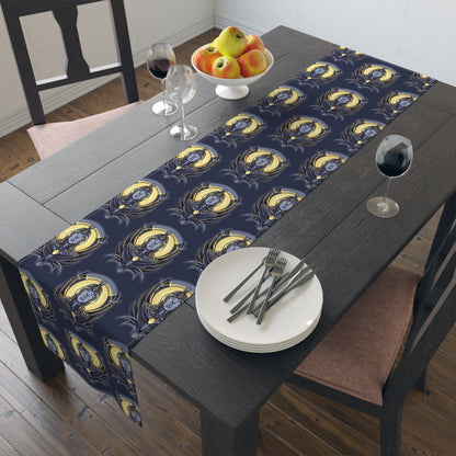 Art Nouveau Moon &amp; Owl Table Runner — Night Sky Decorative Linen