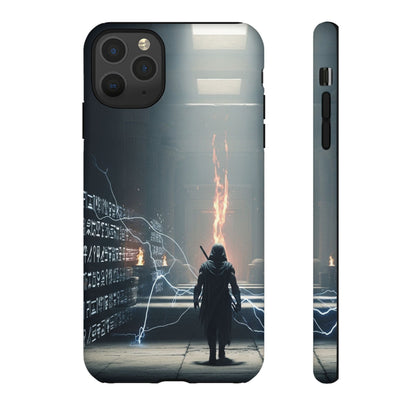 Phone Case - Cybermage Silhouette with Lightning Spell