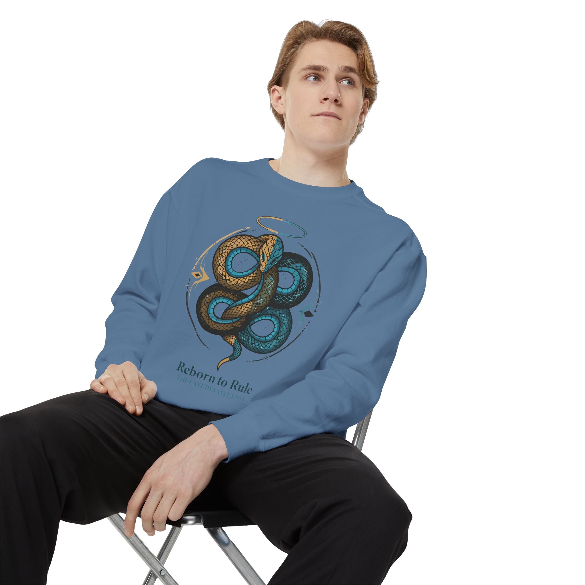 Snake Emblem Sweatshirt — "Reborn to Rule" Graphic Crewneck