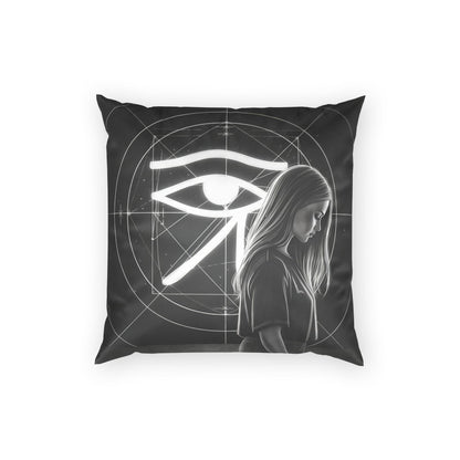 Egyptian Eye of Horus Velvet Pillow — Mystic Monochrome Decorative Throw Pillow