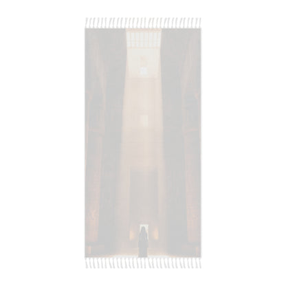 SAGA Beach Boho Towel – Sunlit Temple Architecture Print