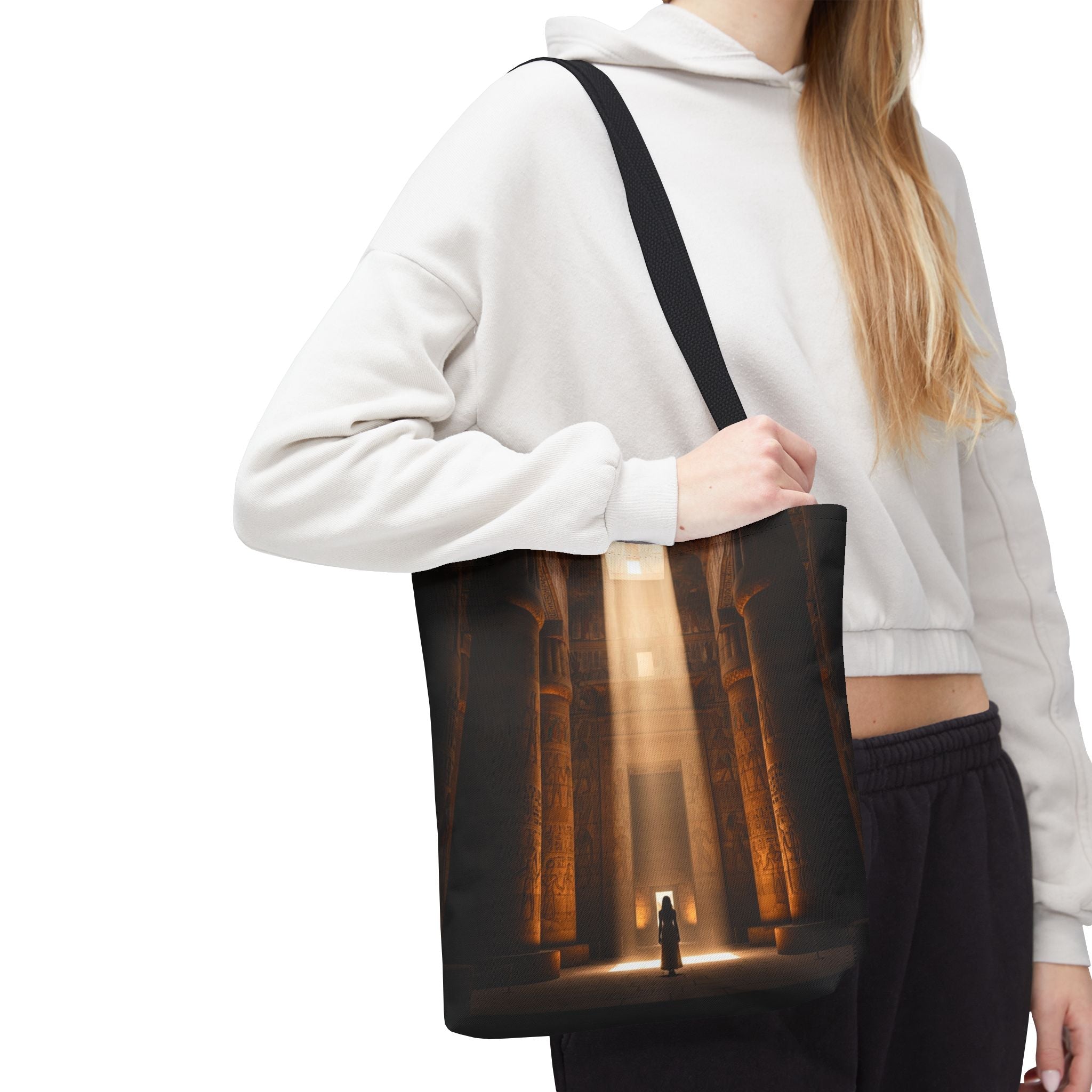 Mystic Temple Tote Bag — Ancient Light &amp; Symbolic Wheel AOP Tote