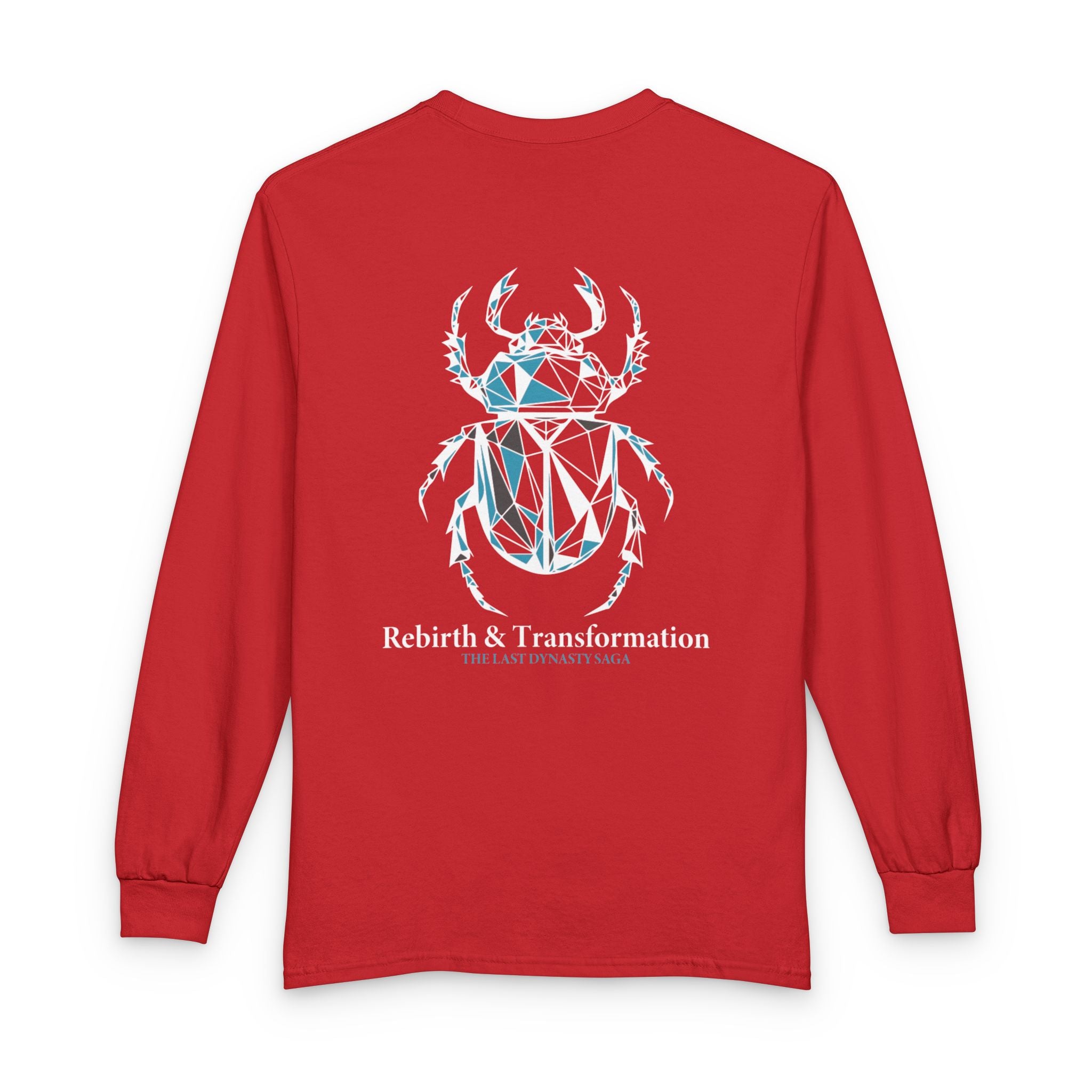 Strength Is Your Nature Long Sleeve Tee — Geometric Serpent Sword and Scarab Design