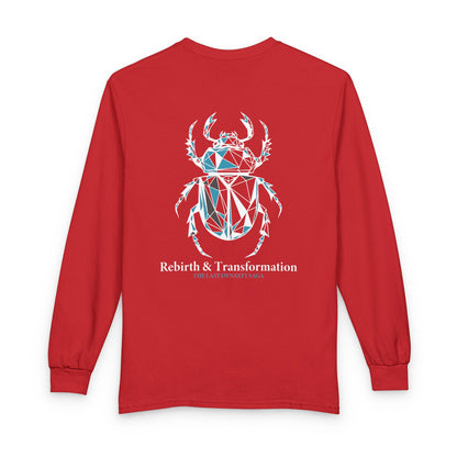 Strength Is Your Nature Long Sleeve Tee — Geometric Serpent Sword and Scarab Design