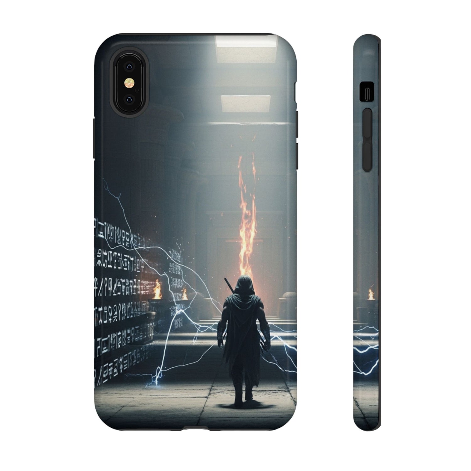 Phone Case - Cybermage Silhouette with Lightning Spell