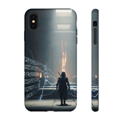 Phone Case - Cybermage Silhouette with Lightning Spell