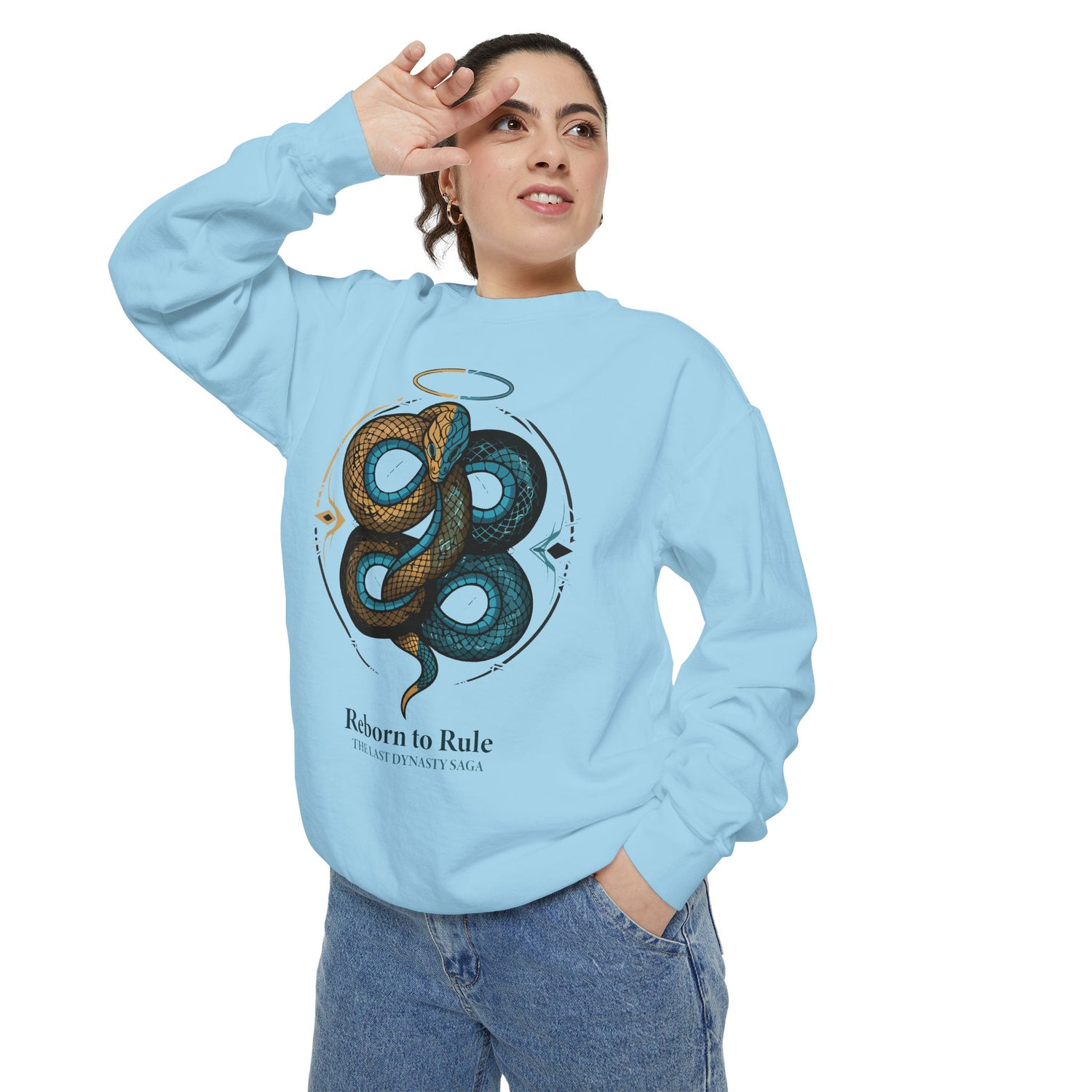 Snake Emblem Sweatshirt — "Reborn to Rule" Graphic Crewneck