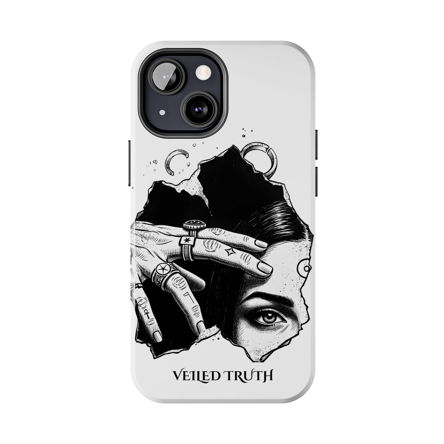 Tough Phone Case — Veiled Truth Black &amp; White Mystic Illustration