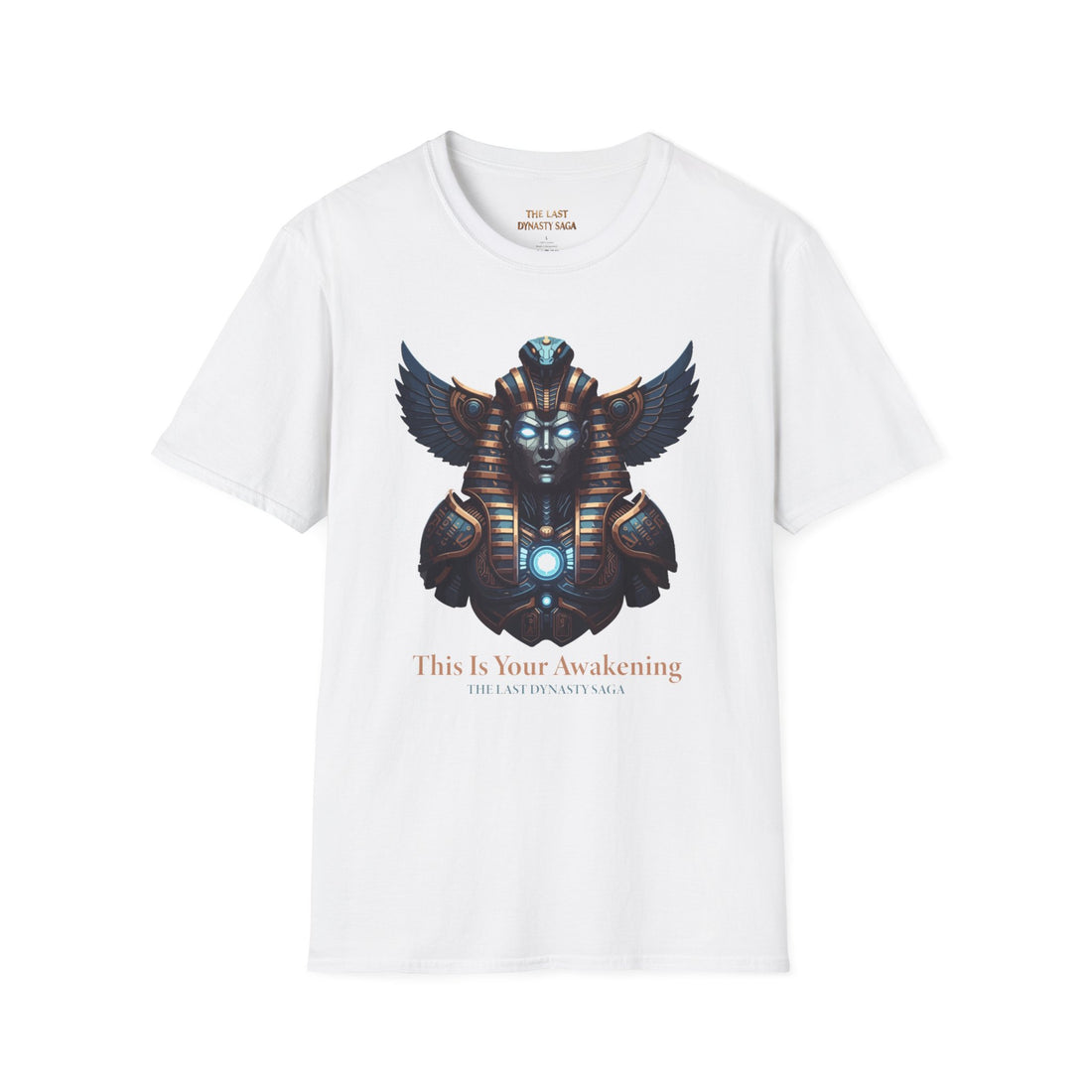 Egyptian Pharaoh Chest &amp; Serpent Back T-Shirt — "This Is Your Awakening / Endless Power"