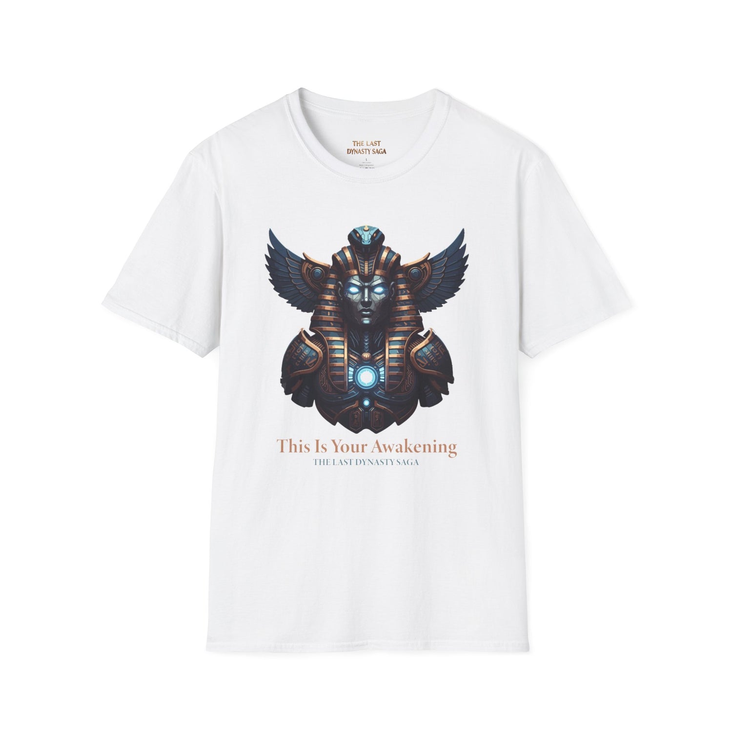 Egyptian Pharaoh Chest &amp; Serpent Back T-Shirt — "This Is Your Awakening / Endless Power"
