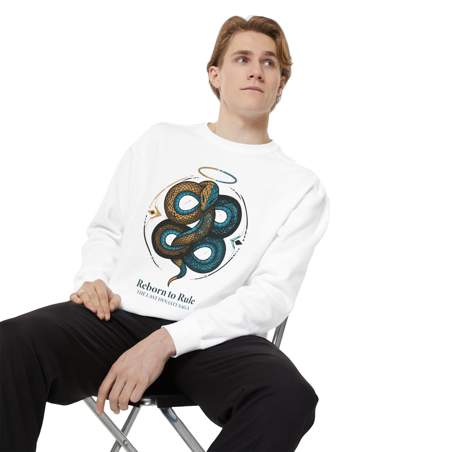 Snake Emblem Sweatshirt — "Reborn to Rule" Graphic Crewneck