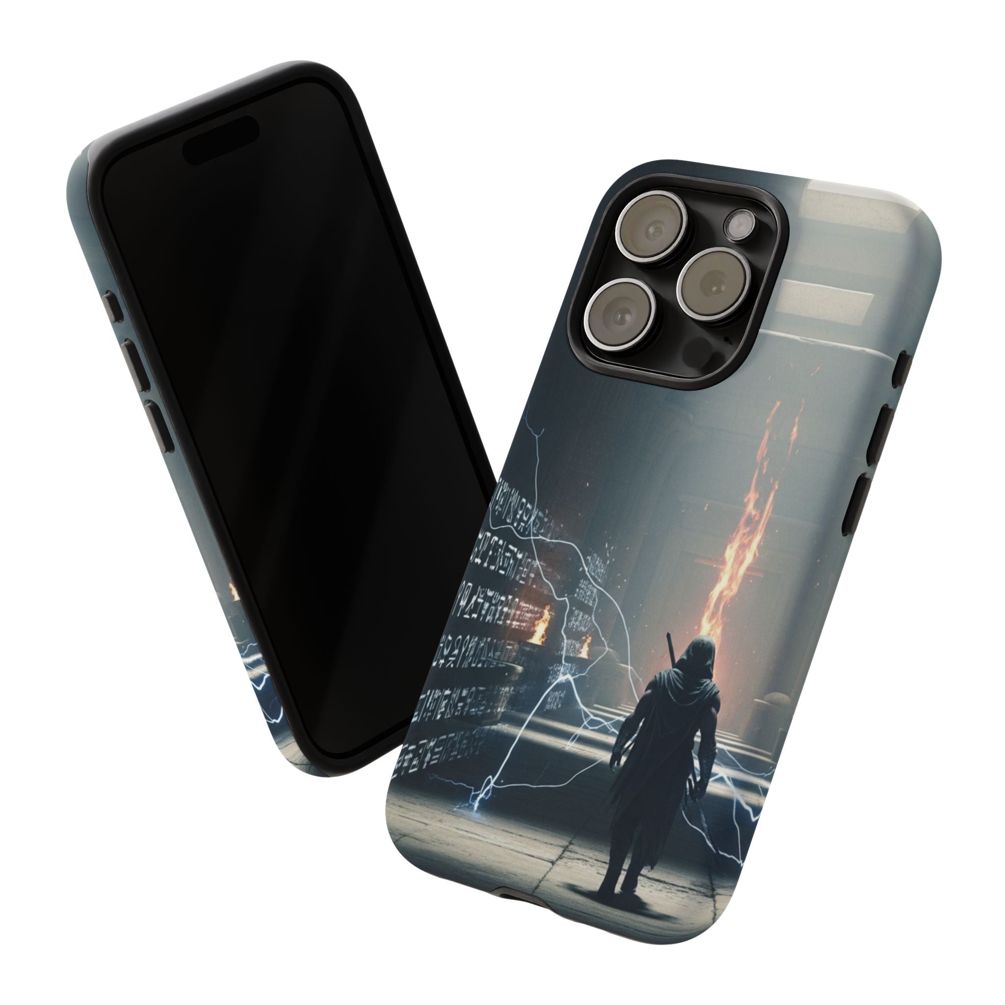 Phone Case - Cybermage Silhouette with Lightning Spell