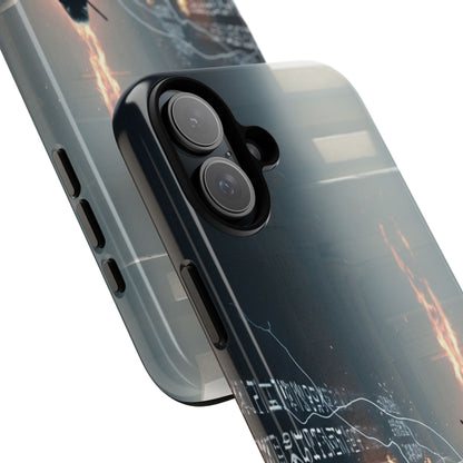Phone Case - Cybermage Silhouette with Lightning Spell