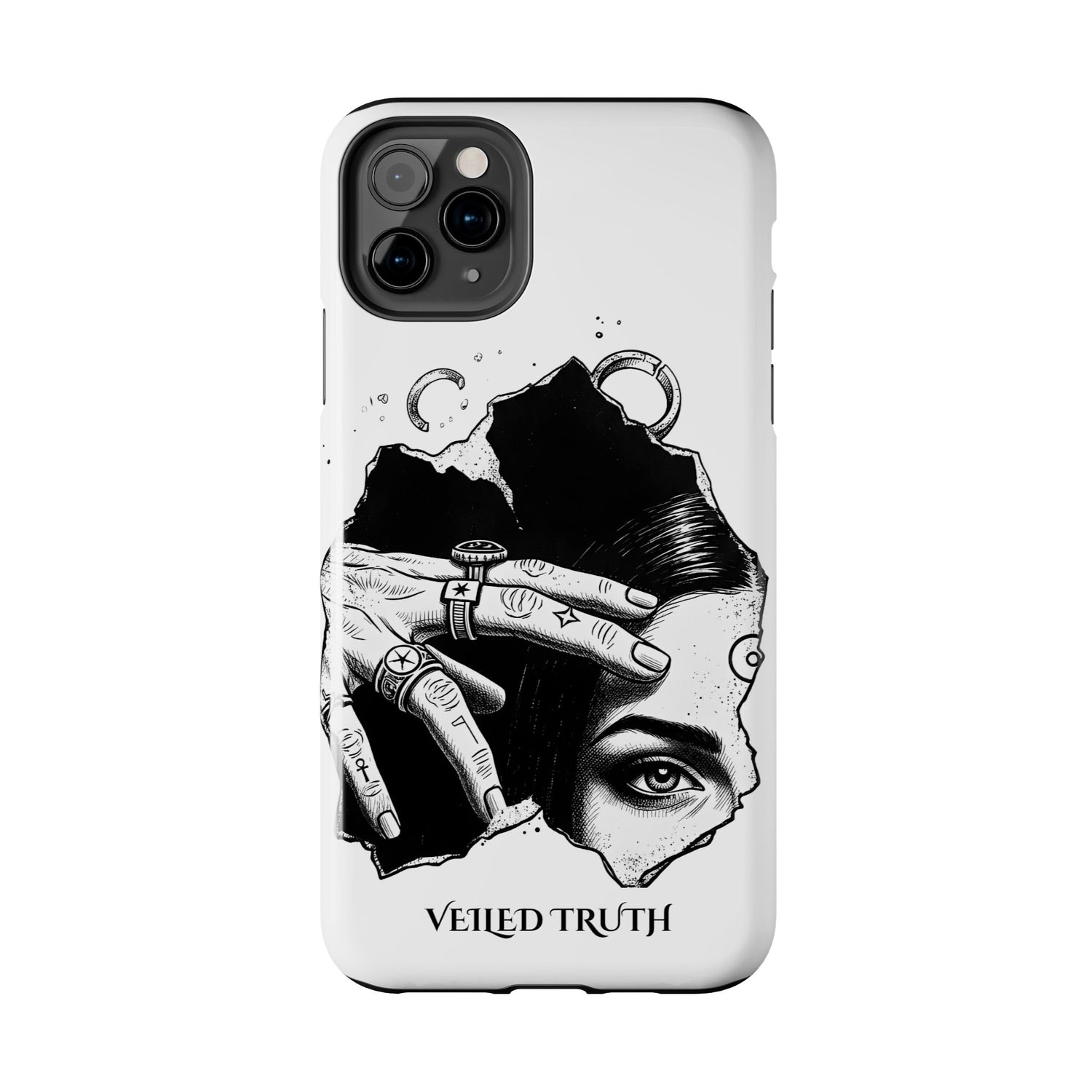 Tough Phone Case — Veiled Truth Black &amp; White Mystic Illustration