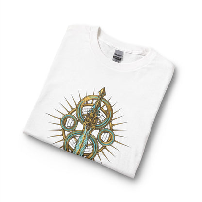 Strength Is Your Nature Long Sleeve Tee — Geometric Serpent Sword and Scarab Design