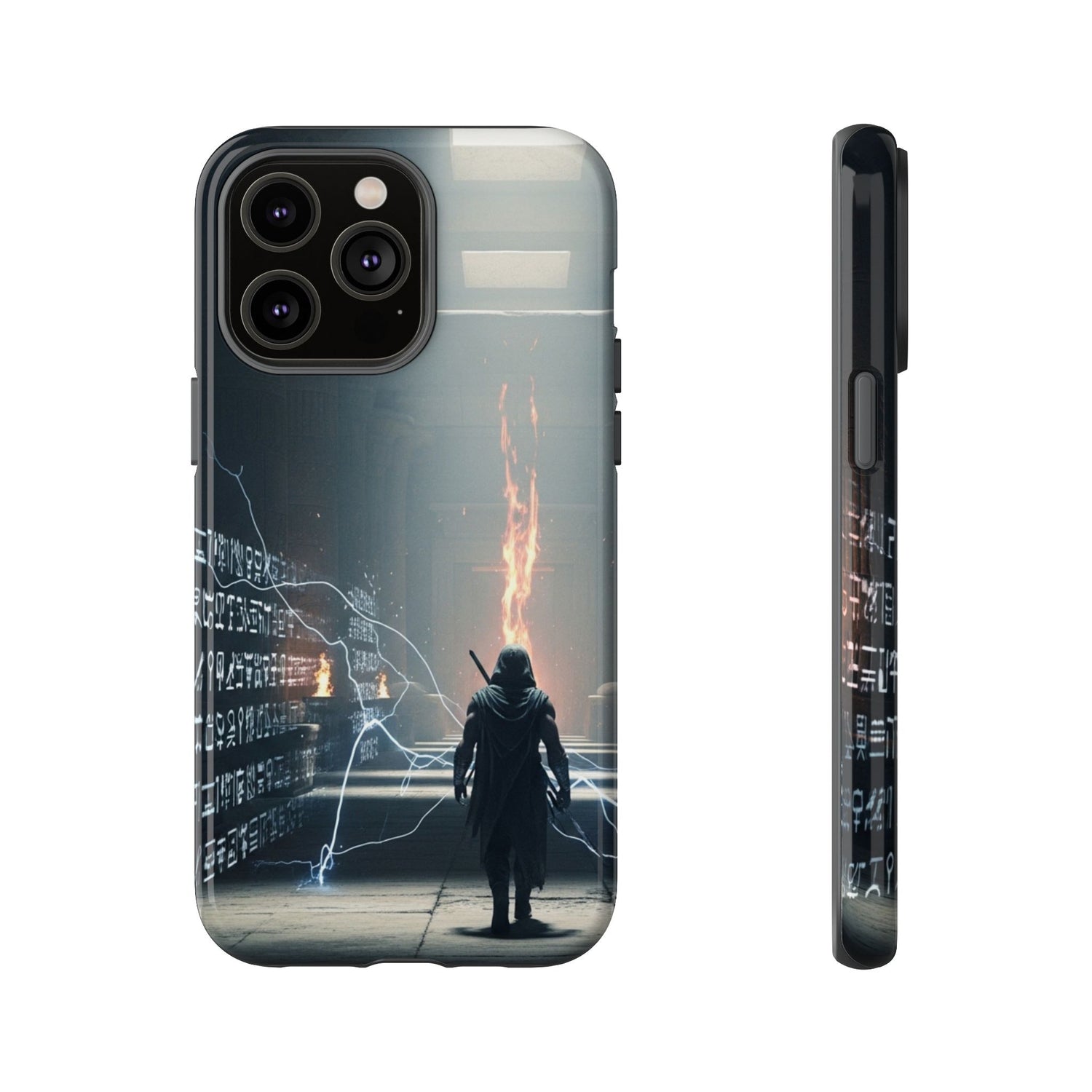 Phone Case - Cybermage Silhouette with Lightning Spell
