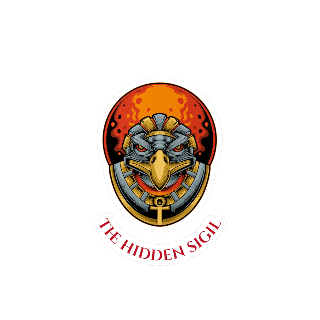 Egyptian Falcon Emblem Sticker — "The Hidden Sigil" Kiss-Cut Vinyl Decal