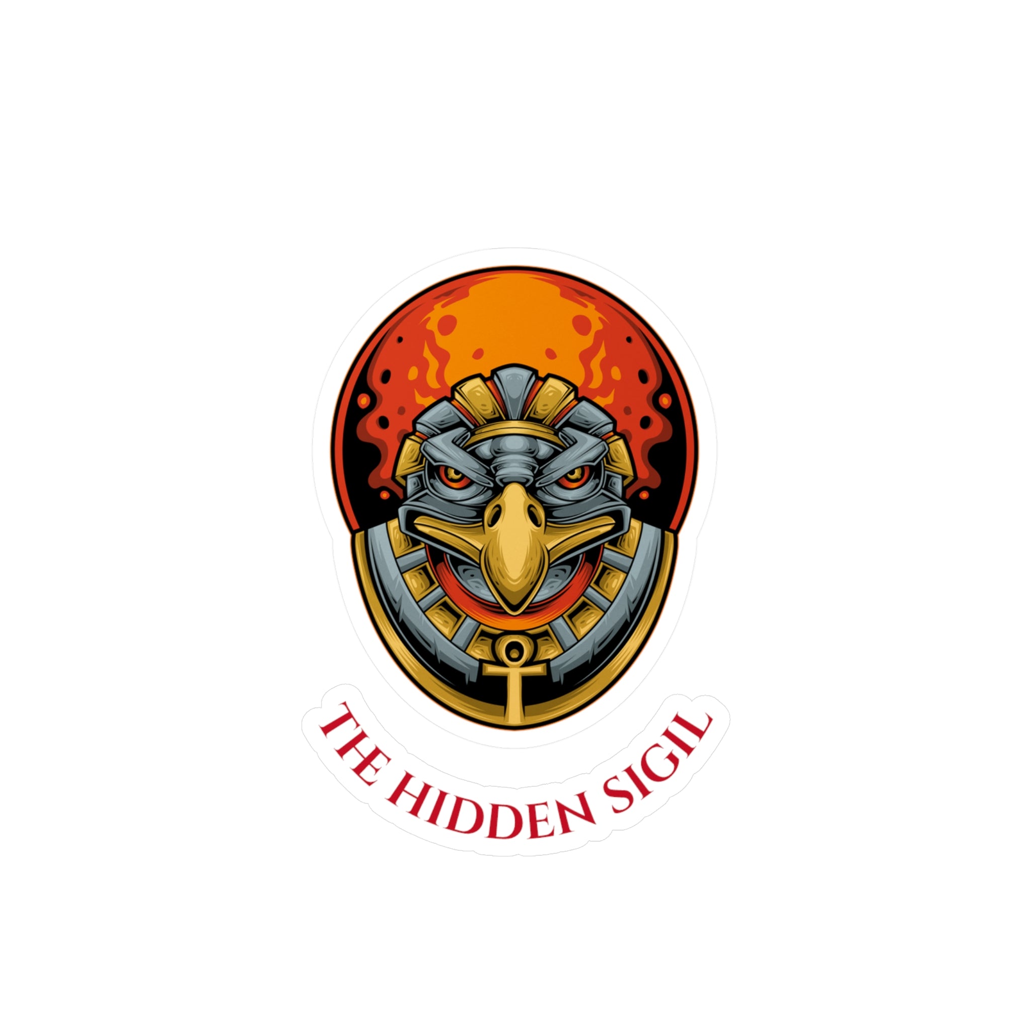 Egyptian Falcon Emblem Sticker — "The Hidden Sigil" Kiss-Cut Vinyl Decal
