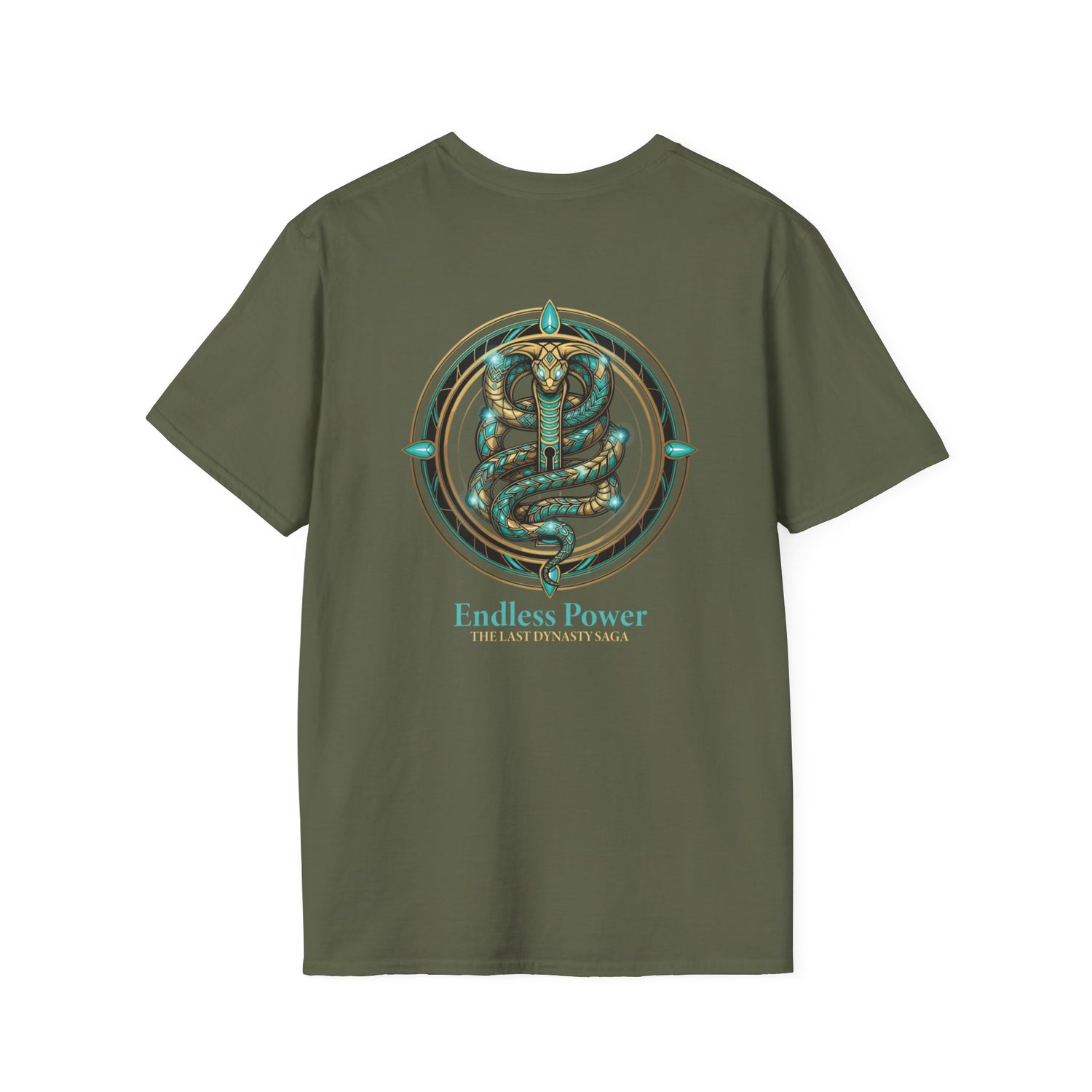 Egyptian Pharaoh Chest &amp; Serpent Back T-Shirt — "This Is Your Awakening / Endless Power"