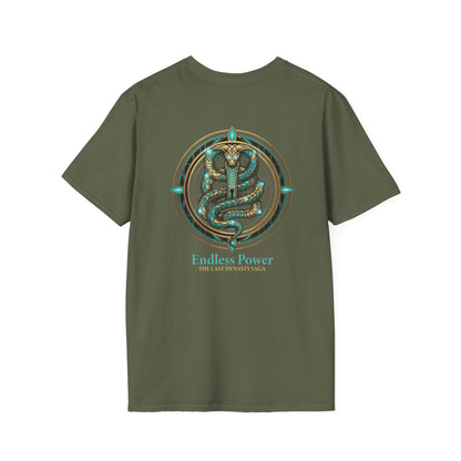 Egyptian Pharaoh Chest &amp; Serpent Back T-Shirt — "This Is Your Awakening / Endless Power"
