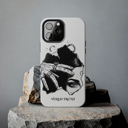 Tough Phone Case — Veiled Truth Black &amp; White Mystic Illustration