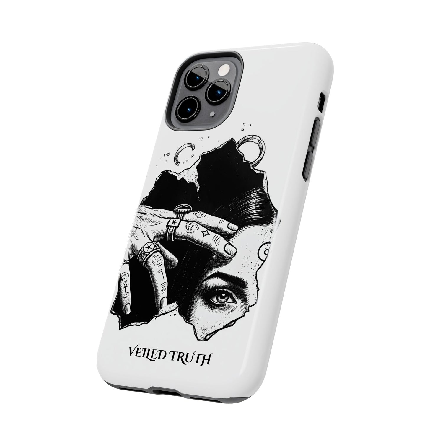 Tough Phone Case — Veiled Truth Black &amp; White Mystic Illustration