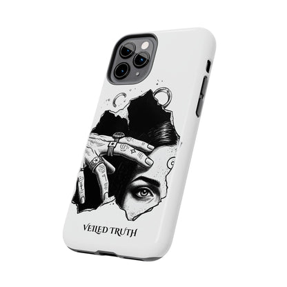 Tough Phone Case — Veiled Truth Black &amp; White Mystic Illustration