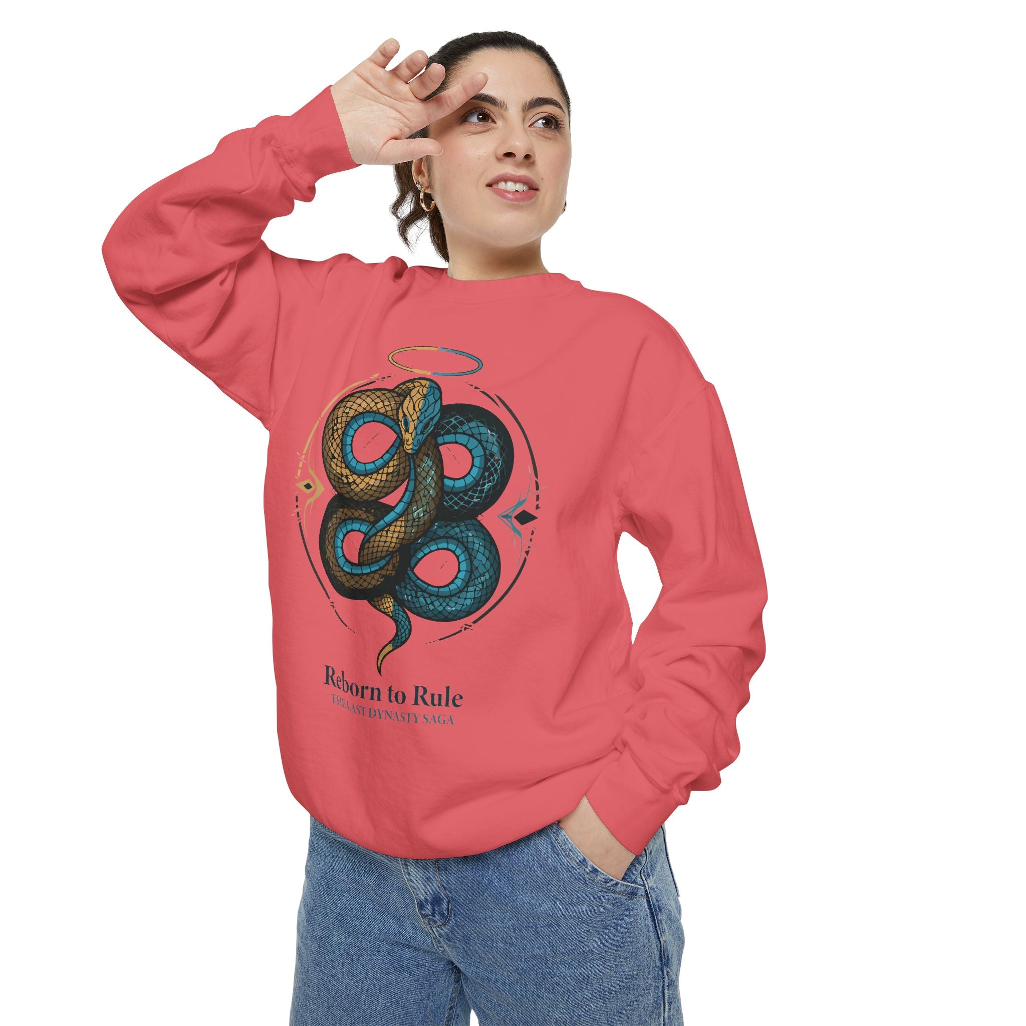 Snake Emblem Sweatshirt — "Reborn to Rule" Graphic Crewneck