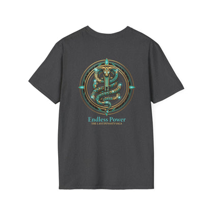 Egyptian Pharaoh Chest &amp; Serpent Back T-Shirt — "This Is Your Awakening / Endless Power"