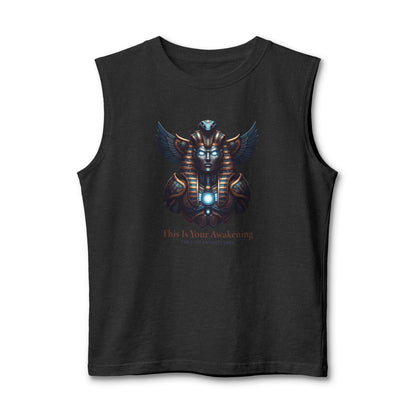 Egyptian Scarab Muscle Tank — "This Is Your Awakening" Mystical Graphic